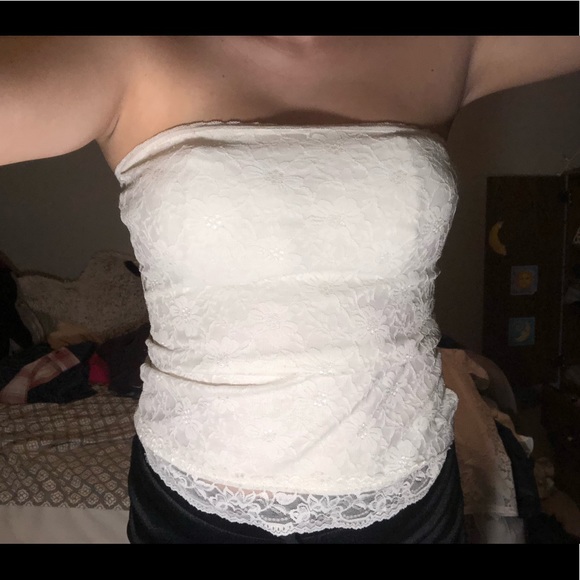 white lace tube top